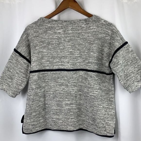 Madewell Sculpture Cropped Sweater Top - Grey Marled Cotton Blend, Sz Small - Picture 5 of 6